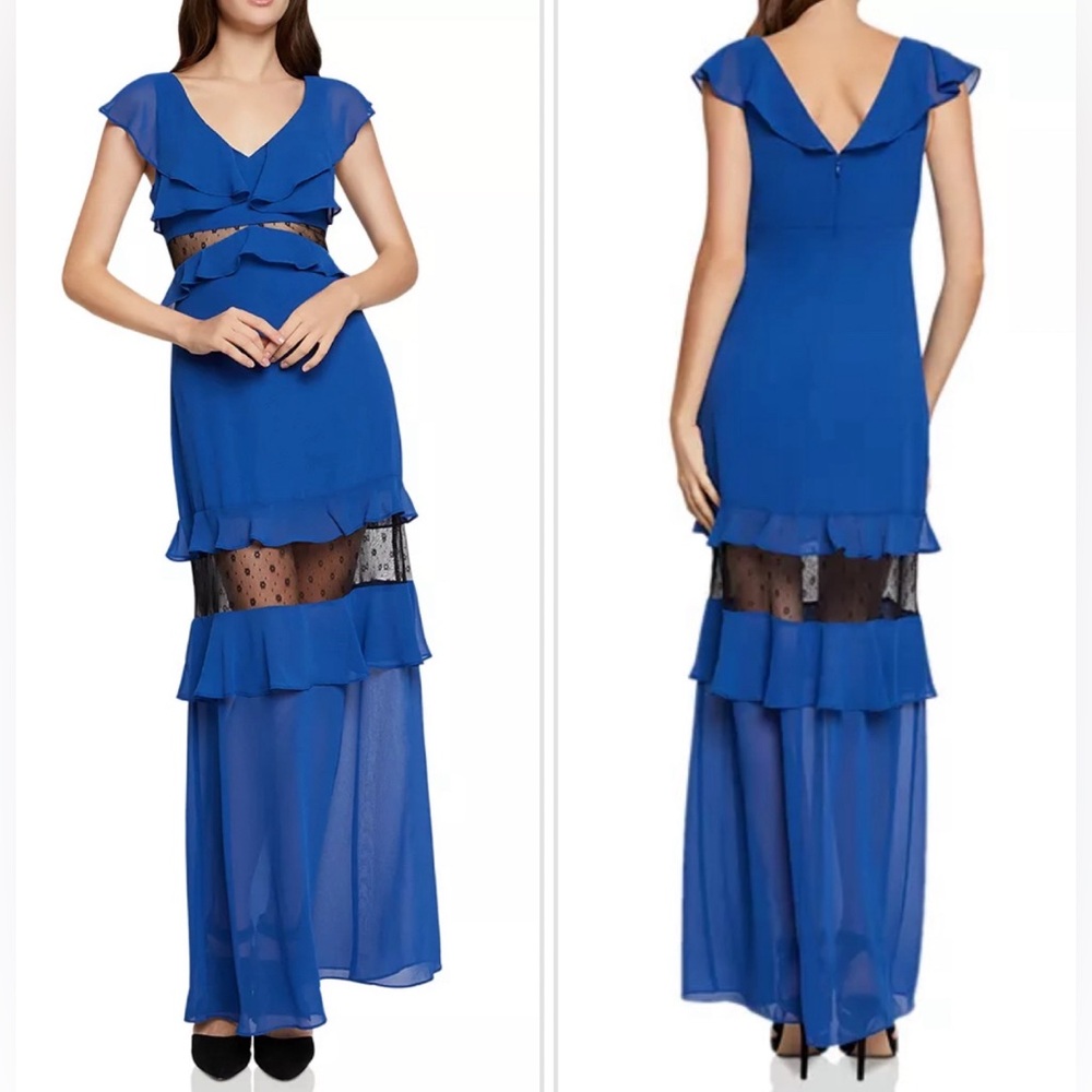 NWT BCBGeneration Lace-Inset Tiered Ruffled Maxi Dress - Size 2
